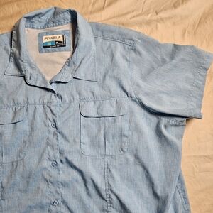 Magellan Outdoors Women's 3X Plus Size Blue Aransas Pass‎ Fishing Shirt Vented